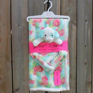 Betsey Johnson Floral Baby Blanket with Toy NWT